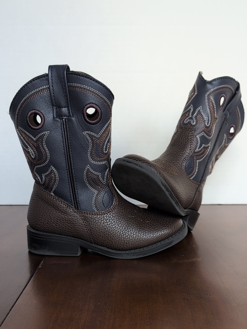 Magellan Kids Brown and Blue Western Pull-On Boots
